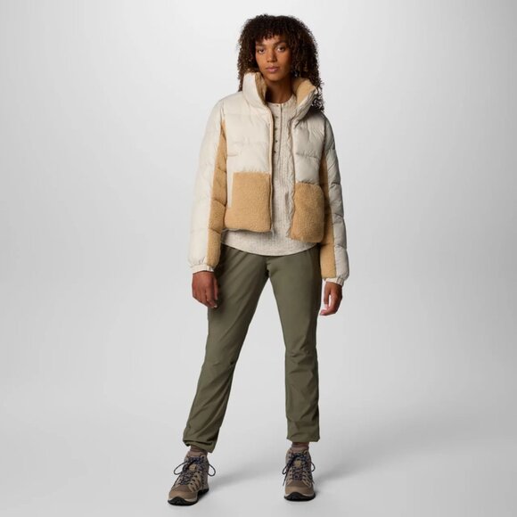 Columbia Beige Leadbetter Point II Sherpa Hybrid Short Puffer Jacket sz M - Picture 1 of 11